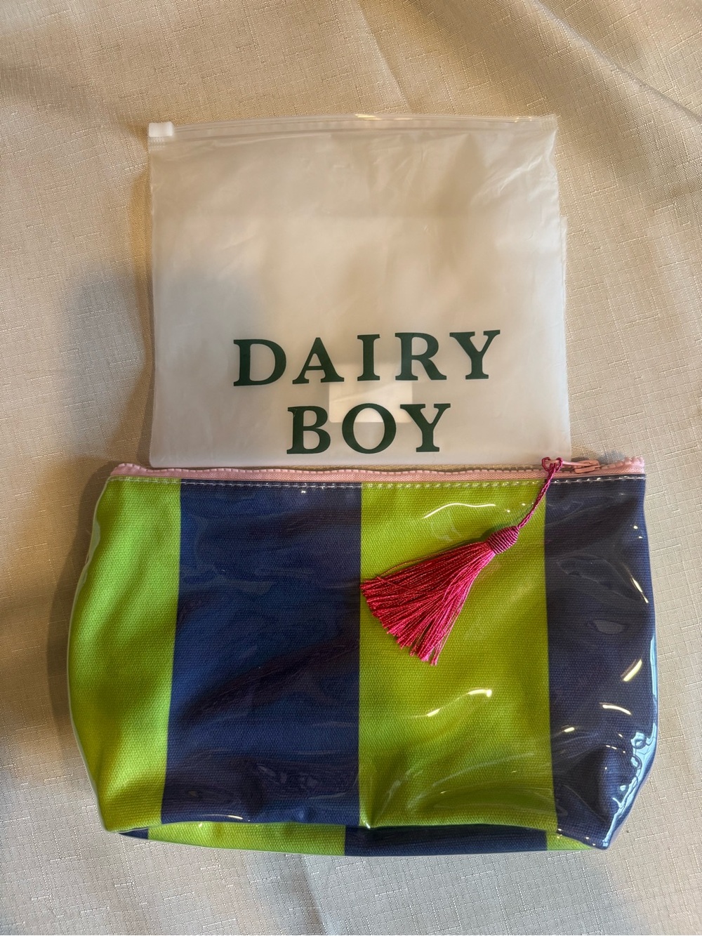 Dairy Boy Towel Stripe Small Make up Bag NWT